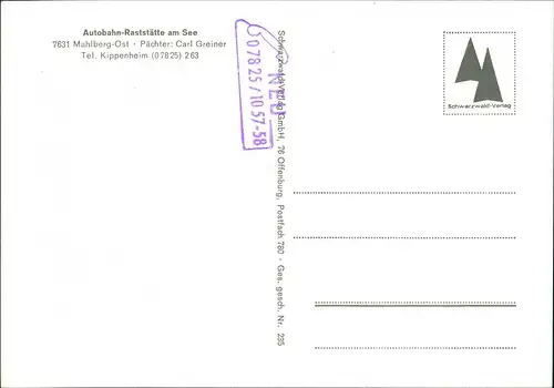 Ansichtskarte Mahlberg Autobahn-Raststätte am See Pächter Carl Greiner 1980