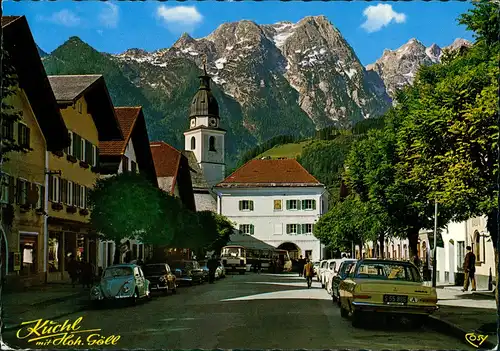 Kuchl Stadt-Ansicht Strassen Partie mit Autos ua. VW Käfer 1975
