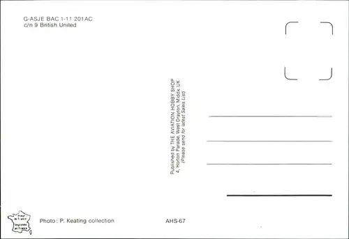 Ansichtskarte  Flugzeug G-ASJE BAC 1-11 201 AC c/n 9 British United 1990