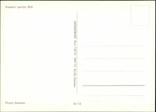 Ansichtskarte  Swedair Learjet 35A Flugwesen - Flugzeuge 1981