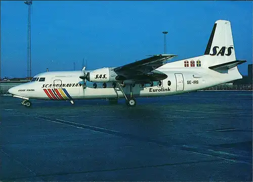 Flugzeug S.A.S. Fokker F-27 friendship at Copenhagen - Kastrup. 1982