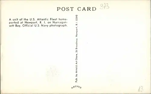 Ansichtskarte  U.S. Atlantic Fleet Navy USS Vesole DD-878 at Newport USA 1960