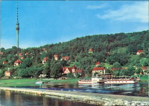 Ansichtskarte Dresden Weiße Flotte DDR Schiff Dampfer passiert Wachwitz 1975