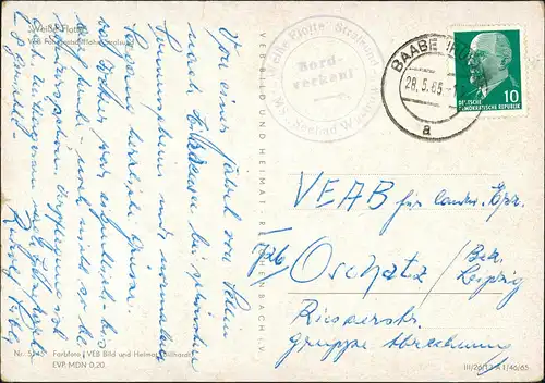 Stralsund Weisse Flotte Schiffe  1965   mit Bordpost-Stempel MS SEEBAD WUSTROW