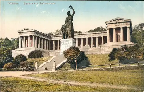 Ansichtskarte Ludwigsvorstadt-München Bavaria mit Ruhmeshalle 1913