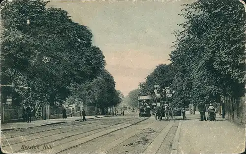 Brixton Hill-London Strassen Partie Street View Cable Car Pferde Kutsche 1907