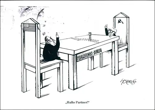 Abrüstungs-Dialog, Politik Karikatur v. Walter Hanel Karikaturist 2000