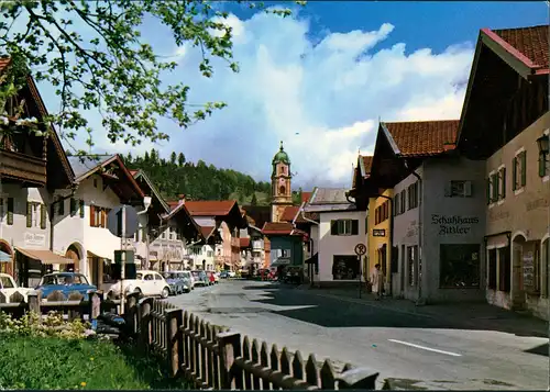 Mittenwald Strassen Partie am Obermarkt mit Autos ua. VW Käfer 1970