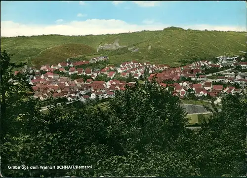 Schnait-Weinstadt 7051 SCHNAIT Remstal Panorama Totalansicht 1967   gelaufen mit Stempel SCHNAIT