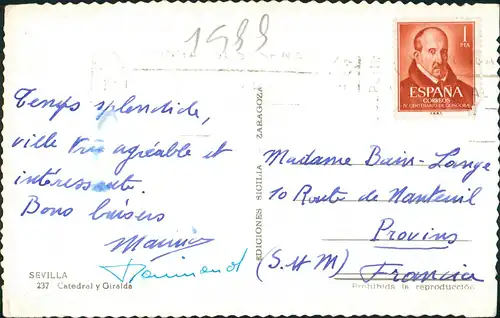Postales Sevilla Catedral y Giralda 1962