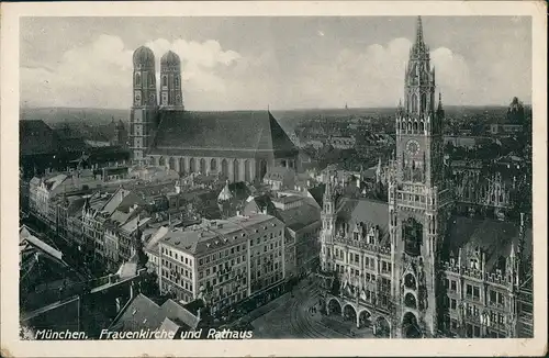 Ansichtskarte München Panorama-Ansicht Stadt mit Frauenkirche & Rathaus 1931