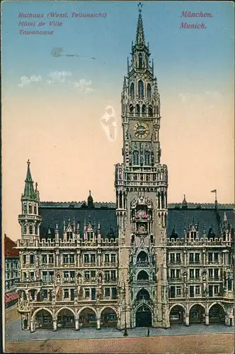 Ansichtskarte München Munich Townhouse Rathaus Westl. Teilansicht 1926