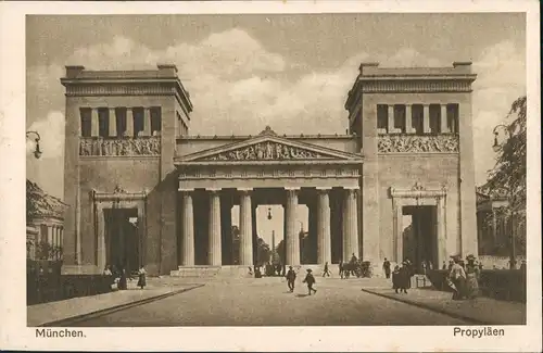 Ansichtskarte München Straßen Partie am Propyläen, Säulen-Bauwerk 1925