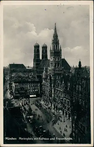Ansichtskarte München Draufsicht Marienplatz 1932