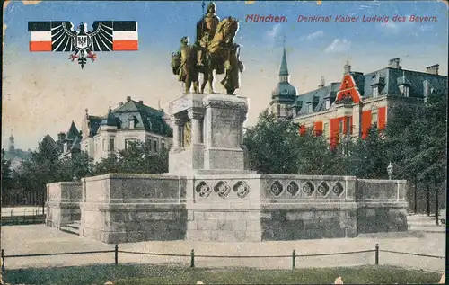 Ansichtskarte München Patriotika Denkmal Kaiser Ludwig 1916