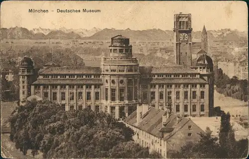 Ansichtskarte München Deutsches Museum gegen das Gebirge 1923