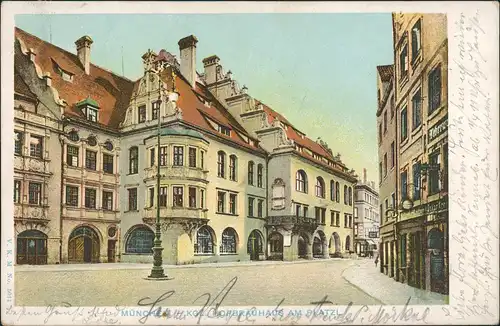 Ansichtskarte München Hofbräuhaus - Straße - Geschäfte 1908
