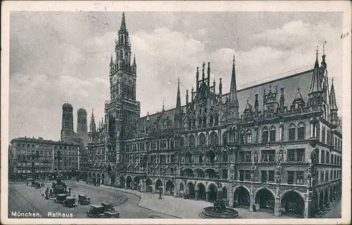 Ansichtskarte München Rathaus und Vorplatz 1929