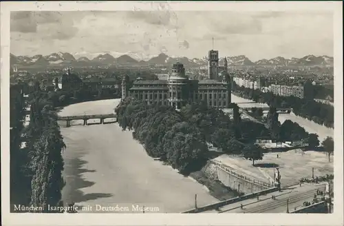 Ansichtskarte München Isarpartie Deutsches Museum 1929