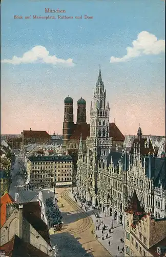 Ansichtskarte München Marienplatz - Rathaus 1914