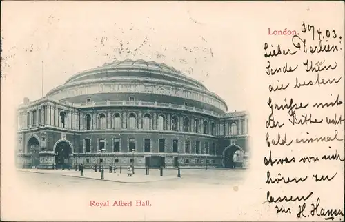 Postcard London Royal Albert Hall 1903