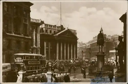 Postcard London The Mansion House, Bus 1931