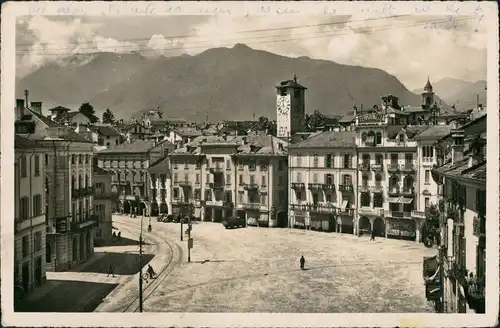 Ansichtskarte Locarno Piazza Grande Häuser Partie Innenstadt Bereich 1950