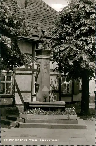 Ansichtskarte Holzminden Raabe-Brunnen Fachwerkhaus 1963
