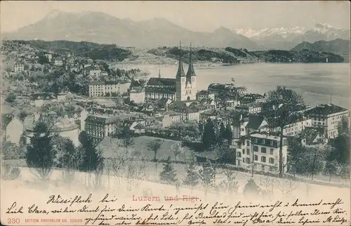 Ansichtskarte Lugano Straße an der Stadt 1901