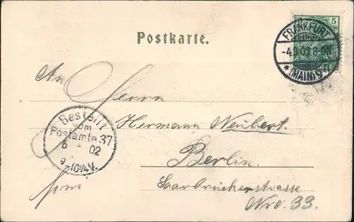 Ansichtskarte Frankfurt am Main Goethehaus Gothe und seine Eltern 1902