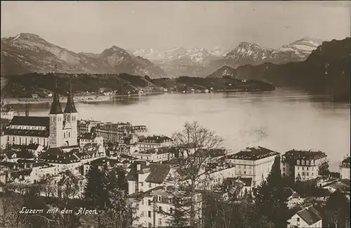 Ansichtskarte Luzern Lucerna Panorama-Ansicht Stadt, See und Alpen Berge 1917