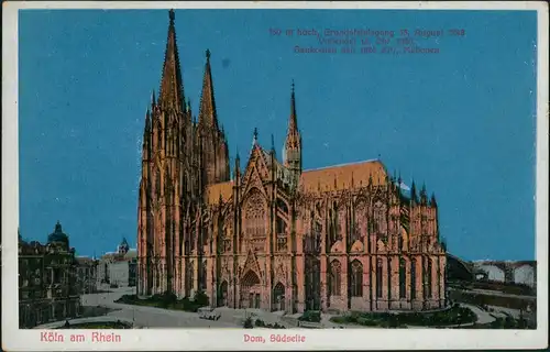 Ansichtskarte Köln Kölner Dom Südseite mit Vorplatz 1935