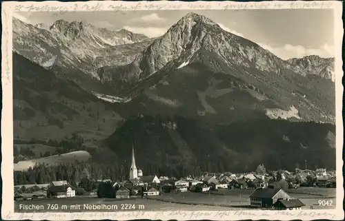 Fischen im Allgäu Panorama-Ansicht mit Nebelhorn 1939    Stempel FISCHEN