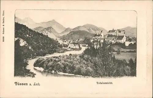 Ansichtskarte Füssen Blick auf die Stadt 1908