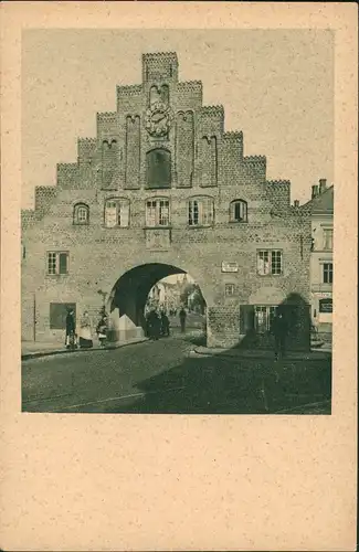 Ansichtskarte Flensburg Nordertor Strassen Partie mit Personen 1930