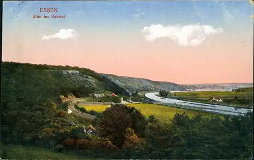 Essen (Ruhr) Umland-Ansicht Blick ins Ruhrtal Fluss Ruhr Partie 1918