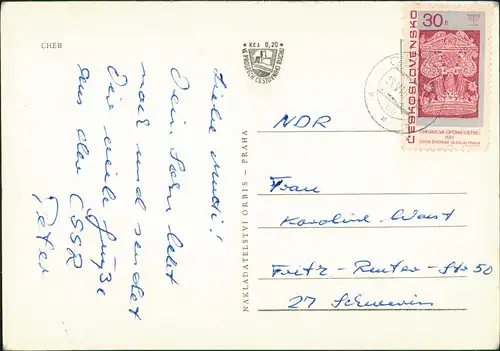 Postcard Eger Cheb Mehrbild-AK mit 5 Echtfoto-Ansichten 1960