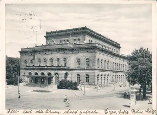 Ansichtskarte Braunschweig Landes-Theater, Uhr 1957