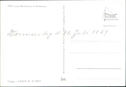 Ansichtskarte Insel Reichenau Luftbild 1970