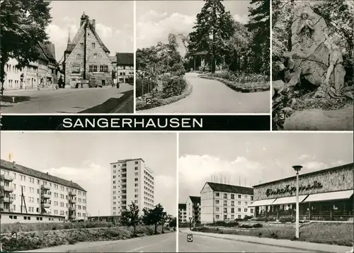 Sangerhausen DDR Mehrbild-AK ua. Marktplatz, Rosarium, Hochhaus uvm. 1977/1976