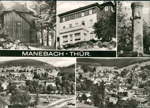 Manebach-Ilmenau DDR Mehrbild-AK mit FDGB Heim, Ortsansicht uvm. 1978