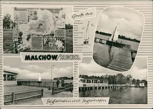 Malchow (Mecklenburg) Umlandansichten mit Seglerheim und Segler-Hafen 1967/1966