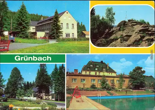 Grünbach (Vogtland) FDGB-Erholungsheim  Grünanlagestein beim Ehrenmal 1980