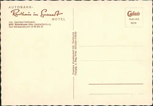 Rohrbrunn-Weibersbrunn AUTOBAHN-Rasthaus im Spessart mit Motel  Hofmann 1965