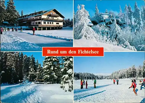 Fichtelberg (Oberfranken) Fichtelsee 4 Winter-Ansichten Mehrbild-AK 1981