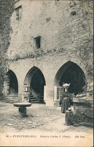 Postales Hondarribia Palacio Carlos V (Patio) 1910