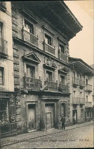 Postales Hondarribia FUENTERRABIC, Calle Mayor antigna Casa 1910