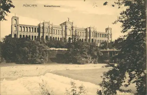 Haidhausen-München Maximilianeum Gesamtansicht von der Isar aus 1910