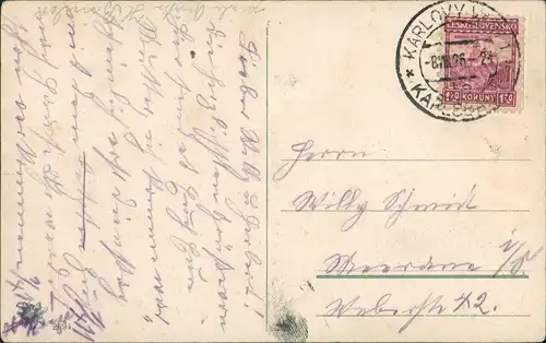 Karlsbad Karlovy Vary Panorama-Ansicht mit Militär-Badehaus 1926