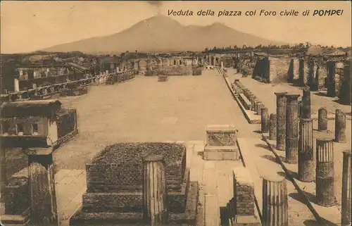 Cartoline Pompei Veduta della piazza col Foro civile di POMPEI 1910